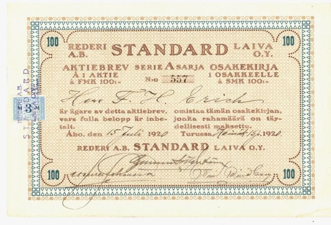 Rederi A.b Standard Laiva O.y vuodelta 1920