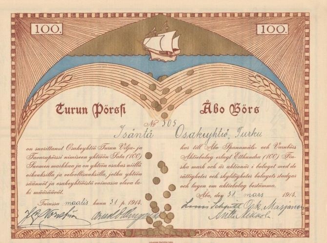 Turun Pörssin osakekirja vuodelta 1914