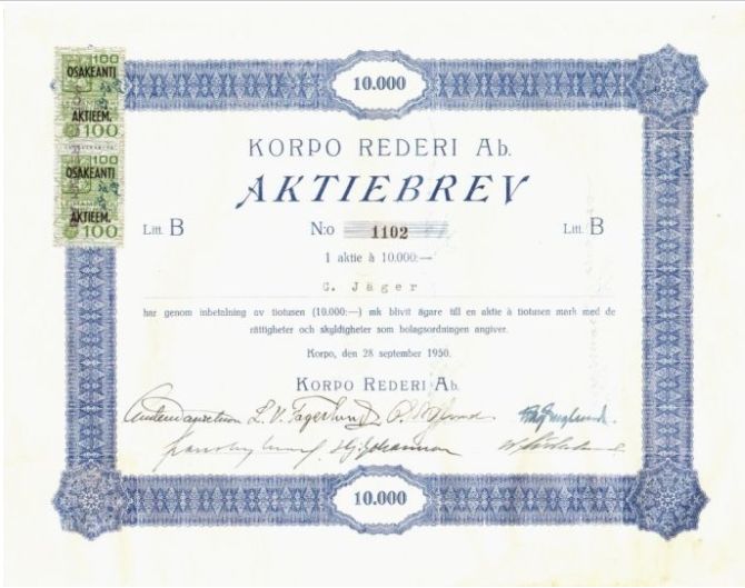 Korpo Rederi Ab vuodelta 1950 